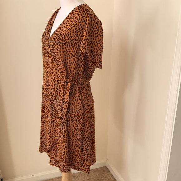J. CREW amber with black Size 12 twill drapey wrap dress - Picture 6 of 12